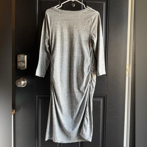 Liz Range Grey Maternity Dress 3/4 sleeves Midi length size Medium - Picture 2 of 9